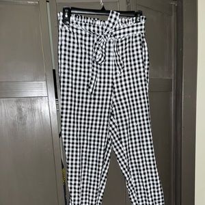 Gingham high waist joggers